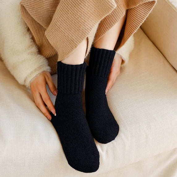 DailyChi Under $3 Crew Socks for Women and Men Thermal Fleece Socks Extra Thick Warm Socks Cozy House Socks Slip On Plush Socks Non Slip Stay On Design Lightweight Casual, One Size