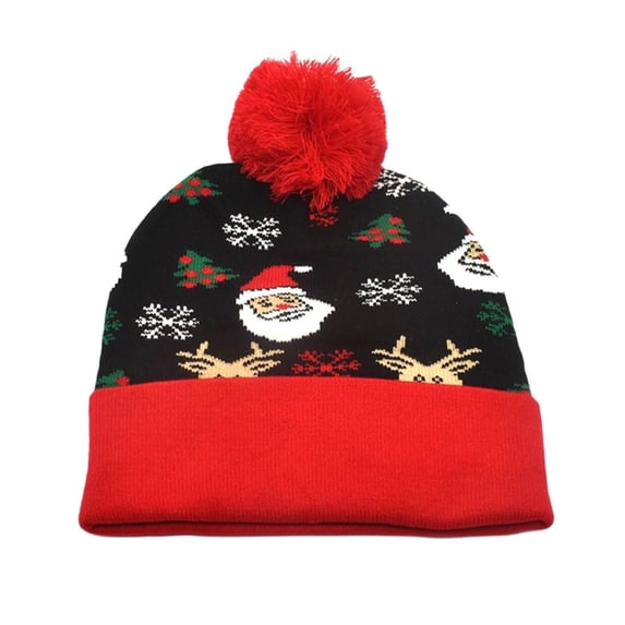 LIZUOJUN Under $3 Knit Beanie For Adults Windproof Warmth Thick Cuffed Design Holiday Hats Christmas Headwear Holiday Gift Exchange Christmas Pattern Print Top Pom Pom, M