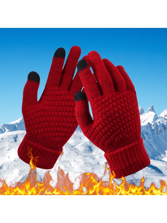 Under $3 Touchscreen Gloves Winter Gloves Knit Gloves Unisex Snowflake Print Thick Warm Soft Stretchy Comfortable Outdoor Daily Essential Cold Weather Adult One Size