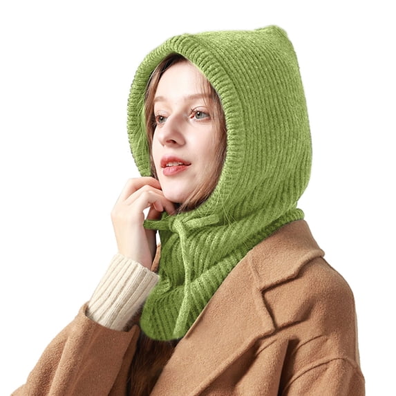 LIZUOJUN Under $4 Beanie Integrated Neck Warmer Knitted Hat For Women Windproof Thermal Balaclava Hat All In One Head Neck Protection Outdoor Ski Cycling Headwear JN