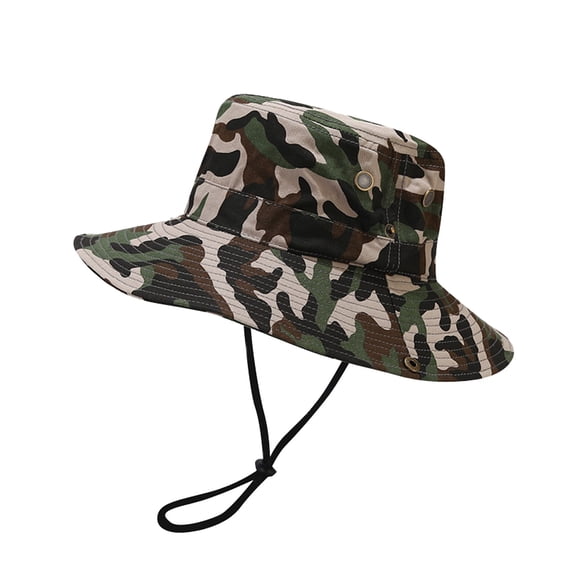 LIZUOJUN Under $4 Bucket Hat Sun Hat Camouflage Wide Brim With Adjustable Strap Sun Protection Fisherman Hat Boonie Hat For Fishing Hiking Garden Safari Beach Green,One Size