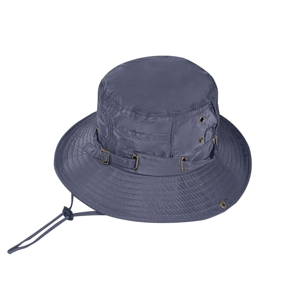 LIZUOJUN Under $4 Bucket Hat Sun Hat With Windproof Chin Strap Adjustable Boonie Hat UV Protection Unisex Fisherman Hat For Fishing Hiking Garden Safari Beach Grey,One Size