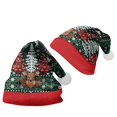 thumbnail image 1 of LIZUOJUN Under $4 Christmas Santa Hat For Adults Long Tail Style Snug Fit Holiday Hat Christmas Headwear Gift Snowflake Tree Print White Fur-Trimmed Brim White Pom Pom Accent, M, 1 of 4