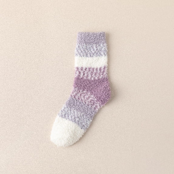 DailyChi Under $4 Crew Socks for Women and Men Warm Fleece Lined Socks Plush Thermal Sleep Socks Non Slip Winter Floor Socks Thick Comfortable Everyday Wear, One Size
