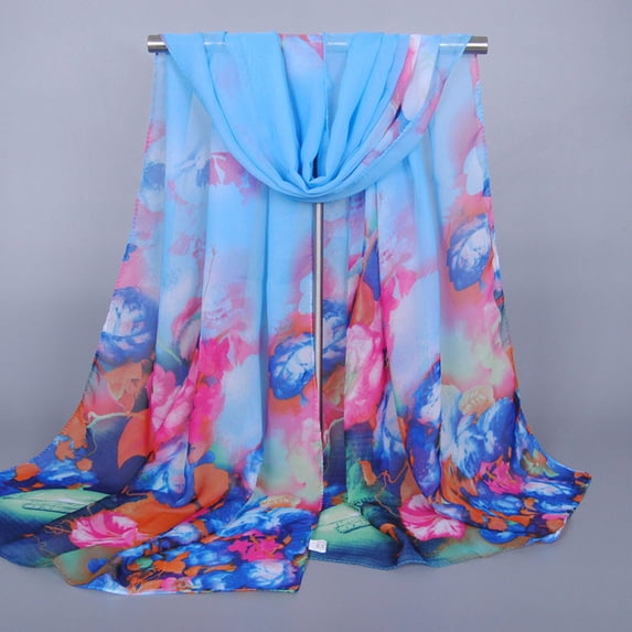 LIZUOJUN Under $4 Long Scarf Multifunctional Lightweight Shawls And Sun Protection Wraps Chiffon Neck Wrap Street Casual Travel Trip For Neck, Hair, Purse & Belt Accessory Blue,One Size