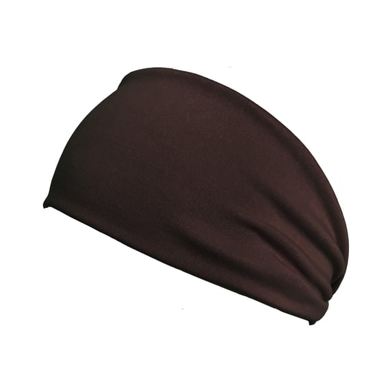 LIZUOJUN Under $4 Summer Solid Color Elastic Wide Bandana Headbands for Men Women Outdoor Sports Moisture Wicking Breathable Sweat Absorbing Head Wraps for Yoga Running Gym Workout, Brown