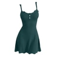 thumbnail image 1 of LIZUOJUN Under $ 4 Women'S Sleepshirts Ribbed Knit Lace Trim Slip Nightgown Adjustable Spaghetti Strap Button Front A-Line Short Sleep Dress Casual Loungewear Blackish Green,L, 1 of 3