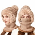 thumbnail image 1 of LIZUOJUN Under $5 Balaclava Hat 3 In 1 Integrated Trapper Hat One Size Polyester Cotton Fabric Windproof Full Head Neck Face Protection Autumn Winter Warm Knit Headwear Khaki, 1 of 1