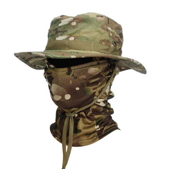 LIZUOJUN Under $5 Boonie Hat With Detachable Full Face Neck Gaiter Breathable Quick Dry Wide Brim Sun Hat Adjustable Wind Drawstring For Fishing Hunting Camping D,One Size