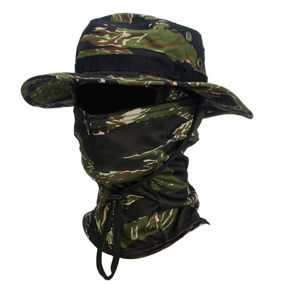 LIZUOJUN Under $5 Boonie Hat With Detachable Full Face Neck Gaiter Breathable Quick Dry Wide Brim Sun Hat Adjustable Wind Drawstring For Fishing Hunting Camping P,One Size
