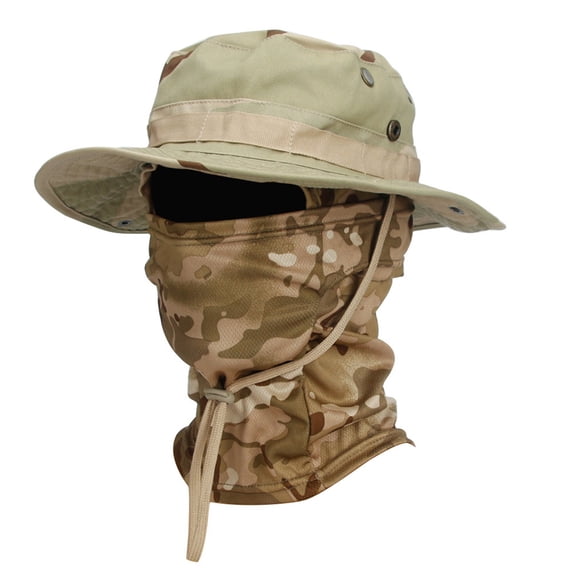 LIZUOJUN Under $5 Boonie Hat With Detachable Full Face Neck Gaiter Breathable Quick Dry Wide Brim Sun Hat Adjustable Wind Drawstring For Fishing Hunting Camping S,One Size