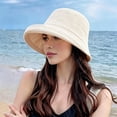 thumbnail image 1 of LIZUOJUN Under $5 Bucket Cloche Hat For Women Short Wide Brim Solid Linen Blend Sun Hat Summer Outdoor Travel Street Photography Daily Casual Cap, Beige,M, 1 of 4