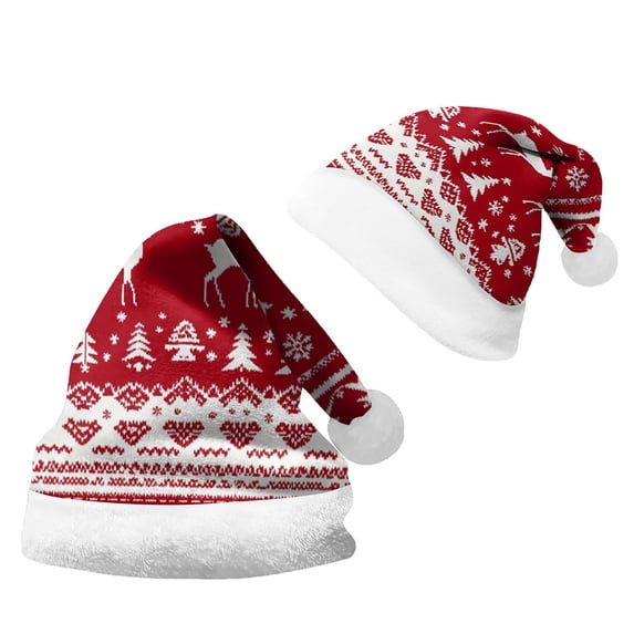LIZUOJUN Under $5 Plush Santa Hat For Adults Festive Decoration Snug Fit Holiday Outfit Party Season Gift For Women Soft Knit Cozy Warmth Breathable Knit Lightweight Design, M