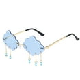 thumbnail image 1 of LIZUOJUN Under $5 Womens Sunglasses Vintage Cloud Rimless Tassel UV Protection Punk Sunnies Lightweight Shades for Women Party ,Blue,Sunnies for Women, 1 of 1