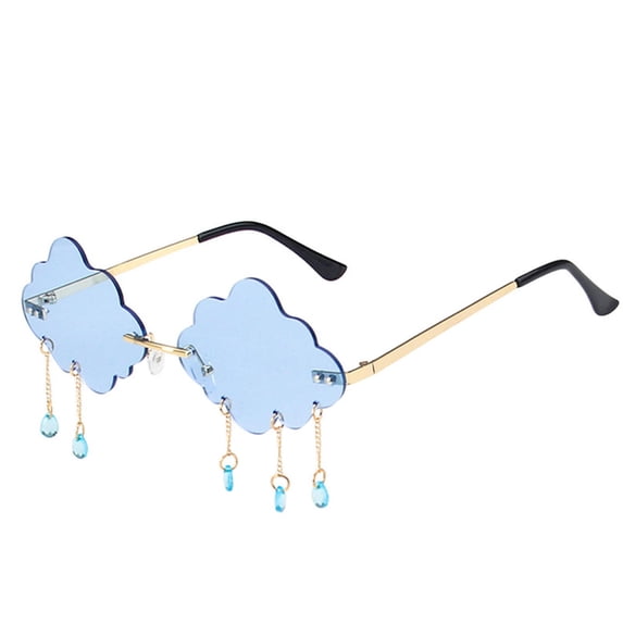 LIZUOJUN Under $5 Womens Sunglasses Vintage Cloud Rimless Tassel UV Protection Punk Sunnies Lightweight Shades for Women Party ,Blue,Sunnies for Women