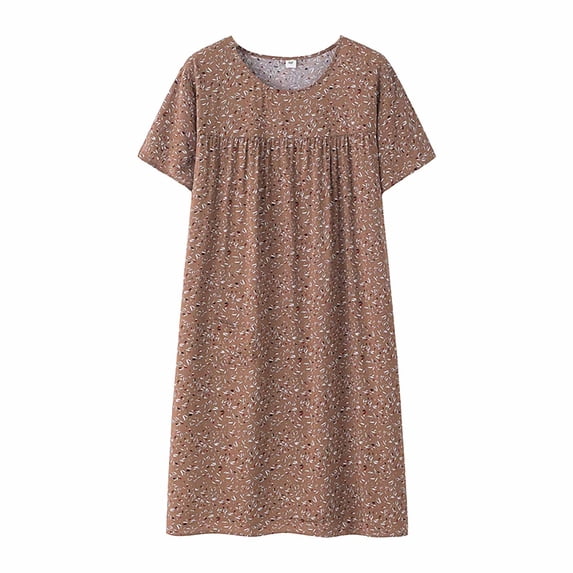 LIZUOJUN Under $ 7 Nightgowns For Women Short Sleeve Plus Size Summer Cotton Sleep Shirt Loose Fitting Wear Nightwear Loungewear Soft Sleepwear Nightshirt For Middle Women Coffee,One Size