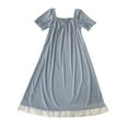 thumbnail image 1 of LIZUOJUN Under $ 8 Nightgowns For Women Short Sleeve Pleated Sleep Shirt Lace Trim Nightwear Loose Comfy Loungewear Soft Sleepwear Nightshirt Sky Blue,M, 1 of 7