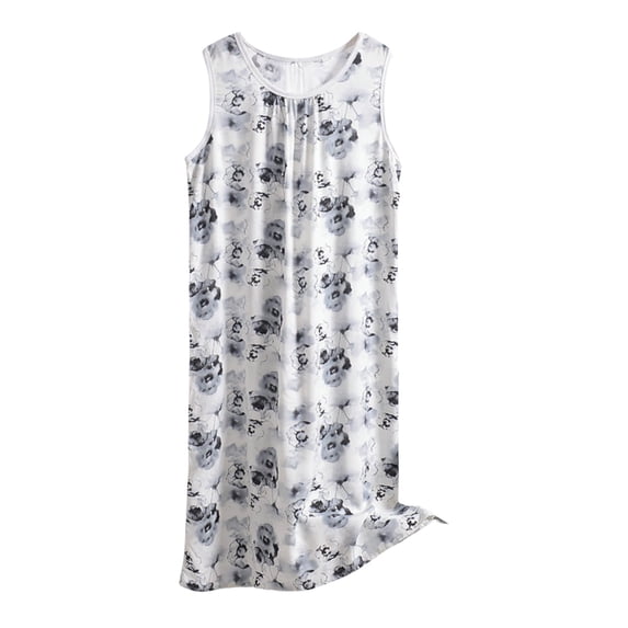 LIZUOJUN Under $ 8 Nightgowns For Women Sleepwear Casual O Neck Pattern Print Wide Strap Sleep Shirt Sleeveless Ladies Gowns With Pocket Casual Long Dress Pink,XXXXXXL
