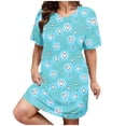 thumbnail image 1 of LIZUOJUN Under $ 9 Nightgowns For Women Plus Size Short Sleeve Sleep Shirt Casual Nightwear Loose Loungewear Soft Sleepwear Heart Print Nightshirt Sky Blue,XL, 1 of 3