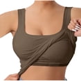 thumbnail image 1 of LIZUOJUN Under $9 Tank Tops for Women Built-in Bra Racerback Slim-Fit Camisole Sleeveless Casual Basic Tight T Shirts Trendy Workout Tops Athletic Running Gym Yoga Tops, Beige, Camisole, L, 1 of 7