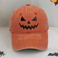 thumbnail image 1 of LIZUOJUN Baseball Cap for Men and Women Halloween Pumpkin Face Embroidered Hat Washed Vintage Adjustable Soft Cotton Low Profile Casual Hat, A, 1 of 5