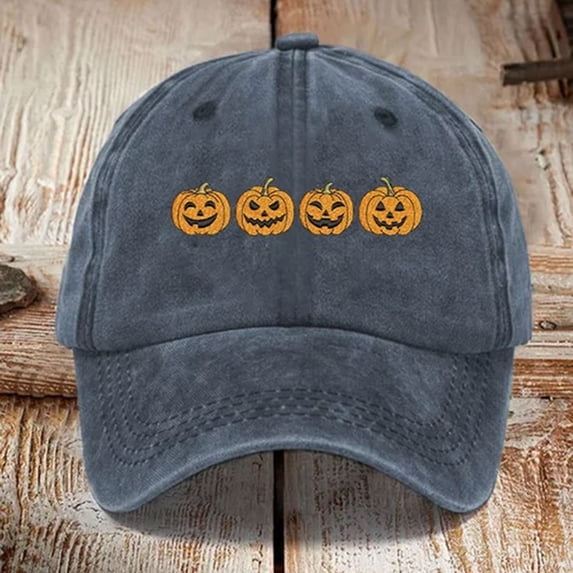 LIZUOJUN Baseball Cap for Women Halloween Pumpkin Hat Embroidered Hat Washed Vintage Adjustable Soft Cotton Low Profile Casual Outdoor Hat, A