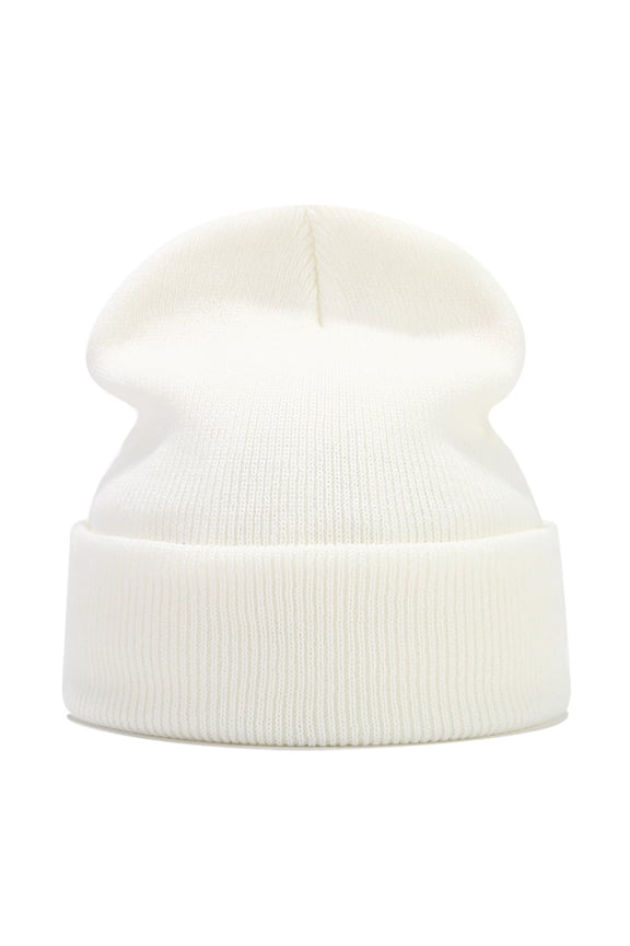 Beanie Men Women - Unisex Cuffed Plain Knit Hat Cap Korean Style Slouchy Knit Hat Warm Winter Skull Cap for Men & Women White A