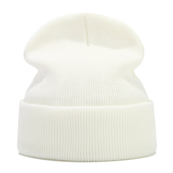 LIZUOJUN Beanie Men Women - Unisex Cuffed Plain Knit Hat Cap Korean Style Slouchy Knit Hat Warm Winter Skull Cap for Men & Women White A