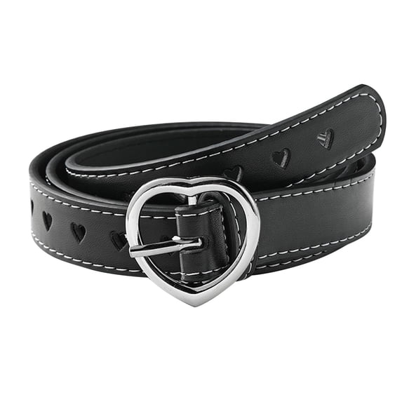 LIZUOJUN Belts for Women Fashion All-Hole Decorative Waist Belt for Jeans & Dresses Women's Heart Buckle Belt Fashion Punk Waist Belt Black One Size