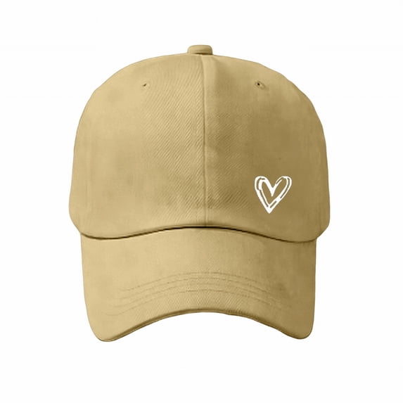 LIZUOJUN Classic Cotton Baseball Cap Dad Hat Heart Embroidered Six Panel Breathable Eyelets Vintage Worn Finish UV Protection Daily Casual, Brown, Daily sun shade hat
