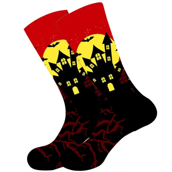 LIZUOJUN Cotton Crew Socks for Women Halloween Novelty Skull Bat Spider Web Pumpkin Socks Soft Breathable Cute Fun Gift Socks, One Size
