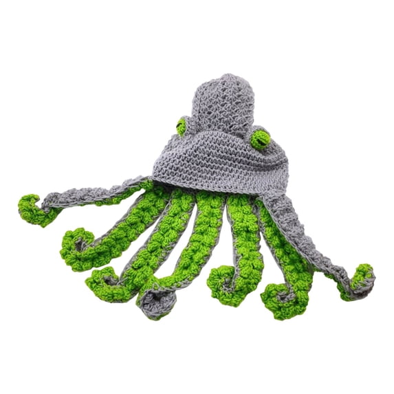 LIZUOJUN Cute Novelty Octopus Knit Beanie Handmade Crochet Sea Creature Hat Funny Christmas Hat Cartoon Octopus Viking Beard Gift Hats B One Size