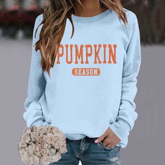 LIZUOJUN Fall Sweatshirt for Women Crew Neck Warm Pullover Tops Autumn Halloween Spooky Season Pumpkin Ghost Holiday Graphic Print Loose Fit Everyday Wear, XXXL