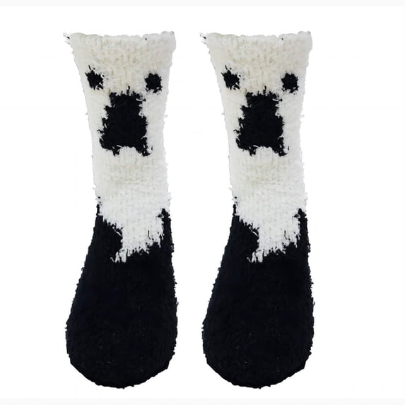LIZUOJUN Fuzzy Socks for Women Halloween Cozy Warm Winter Socks Mummy Vampire Ghost Novelty Crew Socks Soft Stretchy Fluffy Comfort Casual Gift Socks, One Size