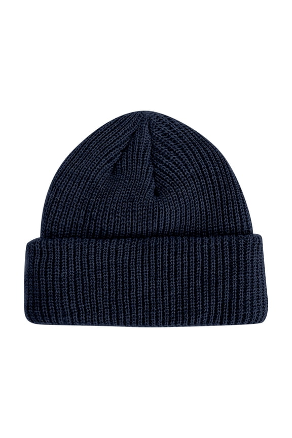 Hat for Women Men Cuffed Beanie Minimalist Retro Knit Hat Fold-Over Brim Skull Cap Hats for Women Men Warm Skull Beanie Hat Navy One Size