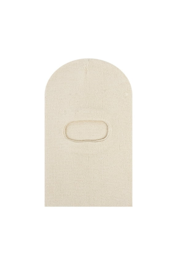 Kids Knit Balaclava Beanie Solid Color Winter Face Covering Hat Warm Soft Knitted Cap for Toddlers & Infants Beige One Size