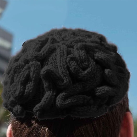 LIZUOJUN Knit Beanie Hat for Men and Women Funny Halloween 3D Brain Hat Handmade Crochet Cap Soft Stretchy Warm Novelty Cosplay Costume Hat, One Size