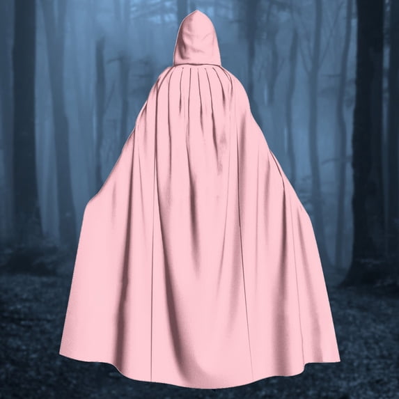 LIZUOJUN Long Hooded Cloak for Women and Men Halloween Full Length Cape Solid Color Cosplay Costume Cloak Masquerade Party Cape Floor Length Dress Up Cape, L