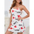 thumbnail image 1 of LIZUOJUN Nightgowns For Women Satin Spaghetti Strap Sleep Dress Heart Love Print Lace Trim Side Slit Soft Breathable Lightweight Loungewear Nightgown - M, 1 of 4