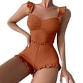 thumbnail image 1 of LIZUOJUN Pajama Sets For Women 2 Piece Ribbed Knit Camisole Top Shorts Set Sweetheart Cups Ruffle Strap Detail High Waist Soft Stretchy Breathable Loungewear - 3XL, 1 of 3