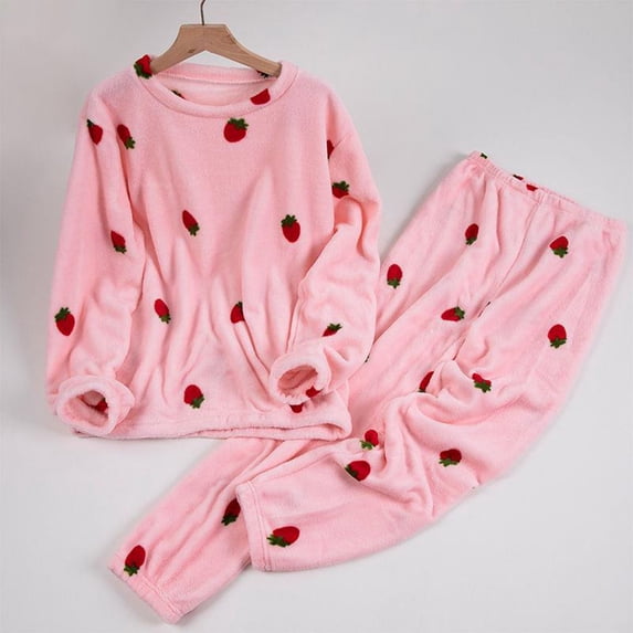 LIZUOJUN Pajamas for Women Set Fleece Long Sleeve Pants Sleepwear 2 Piece Lounge Set Soft Cozy Warm Pjs Loungewear Casual Pajama Warm Cozy Sleepwear - L