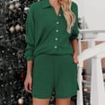 thumbnail image 1 of LIZUOJUN Pajamas for Women Set Shorts Long Sleeve Sleepwear 2 Piece Lounge Set Soft Comfortable Breathable Pjs Loungewear Notch Collar Button Down Pajama Casual Sleepwear - L, 1 of 4