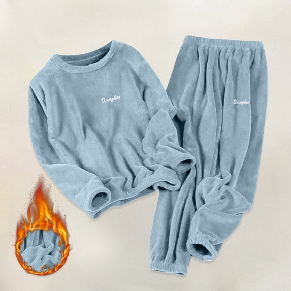 LIZUOJUN Plus Size Pajamas for Women Set Fleece Long Sleeve Pants Sleepwear 2 Piece Lounge Set Soft Cozy Warm Pjs Loungewear Casual Pajama Warm Cozy Sleepwear - L