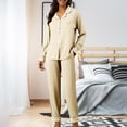 thumbnail image 1 of LIZUOJUN Satin Pajama Set for Women Long Sleeve Pants Sleepwear 2 Piece Lounge Set Soft Comfortable Breathable Pjs Loungewear Notch Collar Pajama Casual Sleepwear - L, 1 of 9