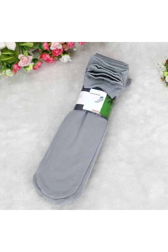 Socks 10 Pairs Bamboo Fiber Ultra-Thin Elastic Silky Short Silk Stockings Men Socks Winter Sleep Casual Fuzzy Crew Socks Grey One Size