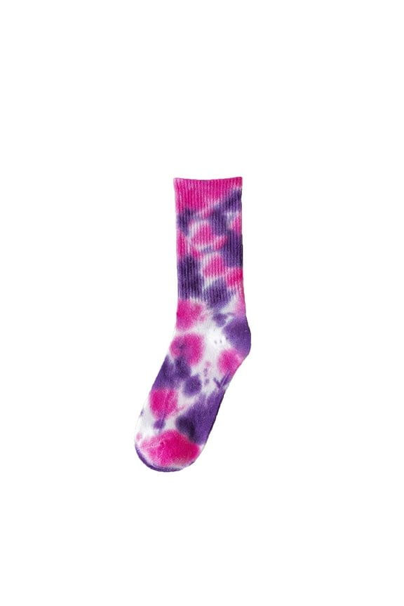 Socks Adult Fall and Winter New Tie Dye Mid Calf Socks Couple Socks Street Personality Hip Hop Skateboarding Socks Fuzzy Crew Socks J One Size