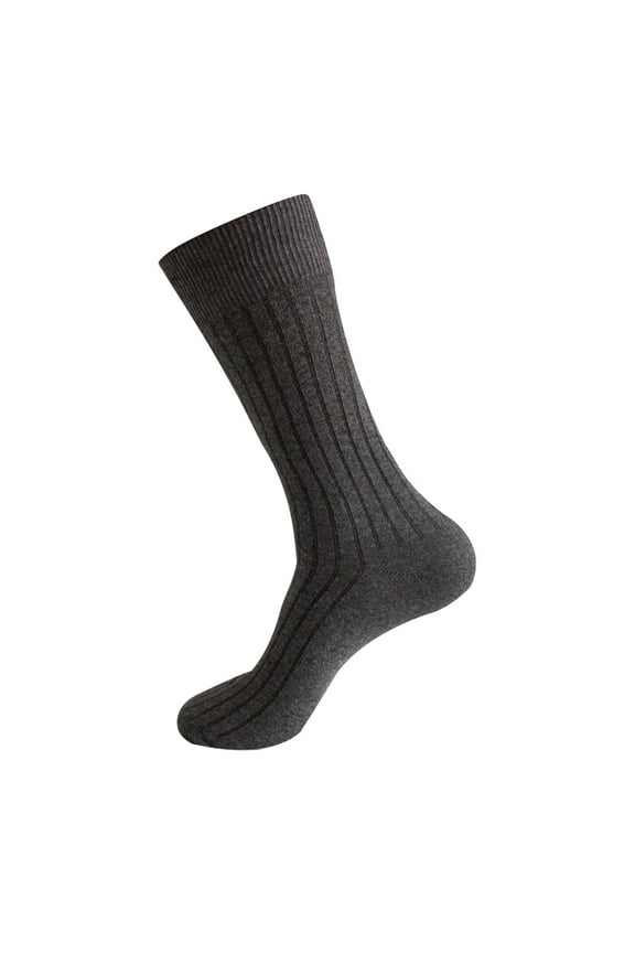 Socks Autumn Winter Men 's Mid Tube Solid Color Cotton Business Socks Winter Sleep Casual Fuzzy Crew Socks Dark Gray L