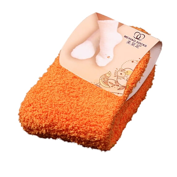 LIZUOJUN Socks Home Women Girls Soft Bed Floor Socks Fluffy Warm Winter Pure Color Winter Sleep Casual Fuzzy Crew Socks Orange One Size