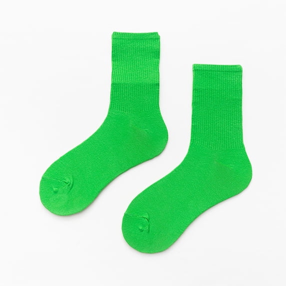 LIZUOJUN Socks Women 's Solid Color Medium Tube Socks Light and Thin Candy Colored Multi Colored Four Season Soft Socks Green One Size