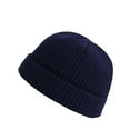thumbnail image 1 of LIZUOJUN Solid Color Ribbed Knit Beanie Short Cuffed Fashion Trawler Skull Cap Hip-Hop Streetwear Cuffed Beanie for Fall & Winter Dark Blue One Size, 1 of 2